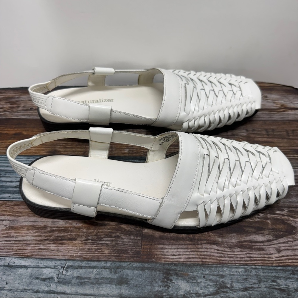 Naturalizer White Woven Slingback Mules